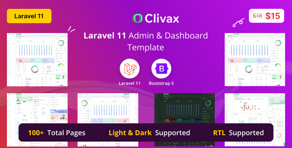 Clivax – Laravel Admin & Dashboard Template – 0 Sold!