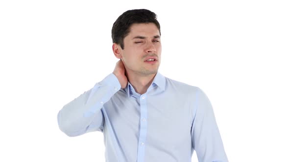 Neck Pain Tired Businessman Isolated