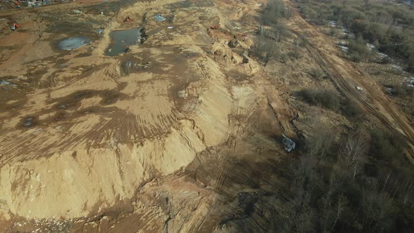 Construction site in a city vacant lot. Aerial photography.