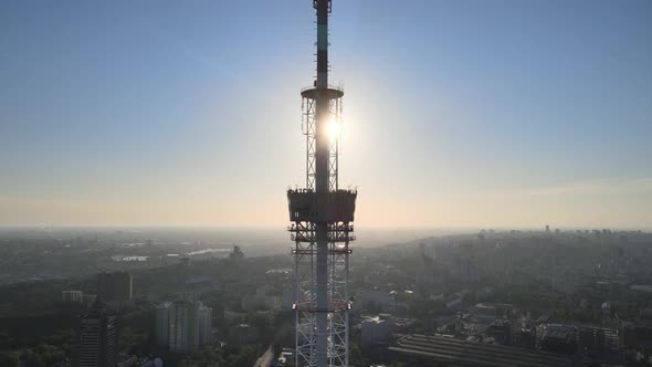 TV Tower in the Morning at Dawn in Kyiv, Ukraine