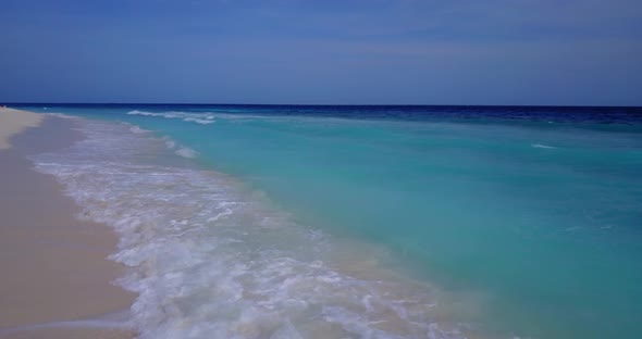 Natural fly over abstract shot of a summer white paradise sand beach and aqua blue water background 