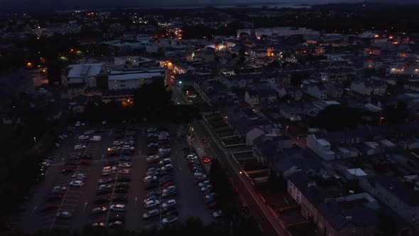 High Angle View of Buildings Along Street in Residential Suburb