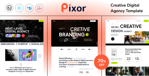 Pixor – Creative Digital Agency Next Js Template – 0 Sold!