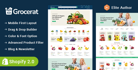 Grocerat – Grocery and Food Store Shopify 2.0 Responsive Theme – 0 Sold!