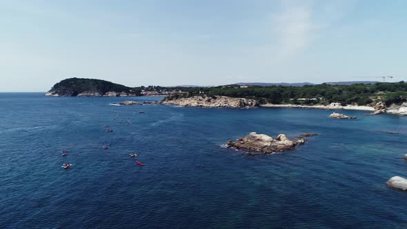 Aerial Drone View of Costa Brava in Palamos Girona Catalonia Spain