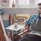 Bearded Male Artist Painting in Studio - VideoHive Item for Sale