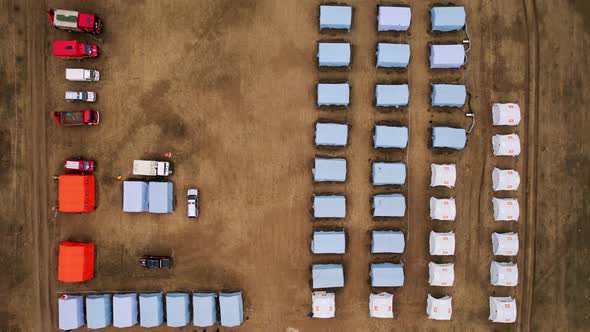 Refugee camp with many shelter and living place, Refugees from Ukraine