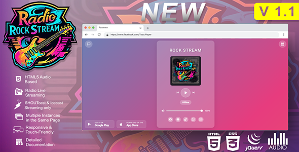 Radio Rock Stream - Todo Players HTML5 ShoutCast, Icecast