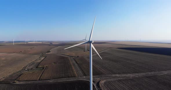 Close up of a Wind Turbine generating wind