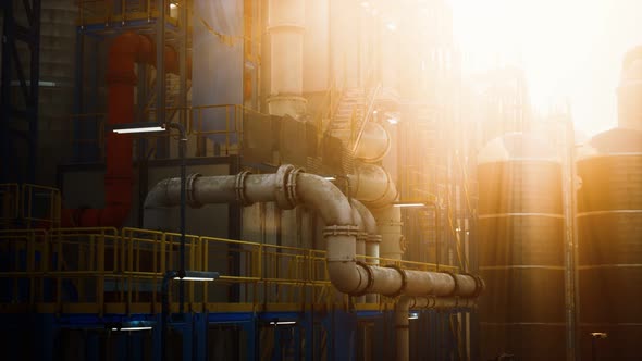 Oil Industry Refinery Factory at Sunset alt