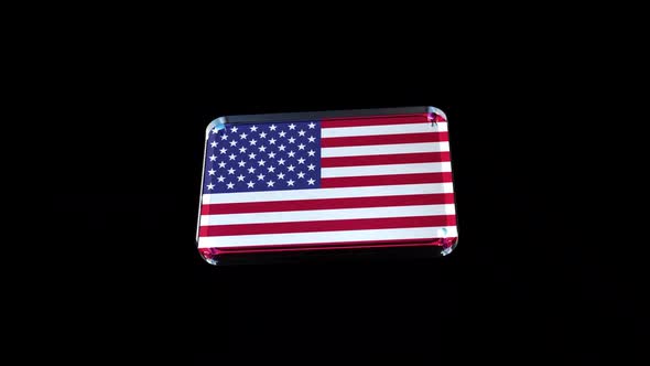USA Flag 3D Glass Badge