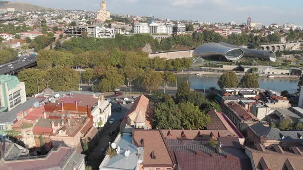 Aerial view of ancient basilic cathedral of Anchiskhati in Tbilisi, Georgia