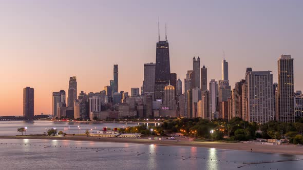 Cinematic Shot of Chicago at Dawn