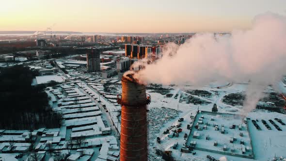 Smoke Coming Out of a Manufacturing Pipe - Atmospheric Pollution