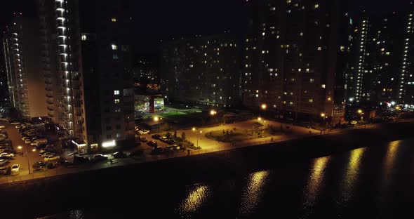 Urban Space at Night Drone