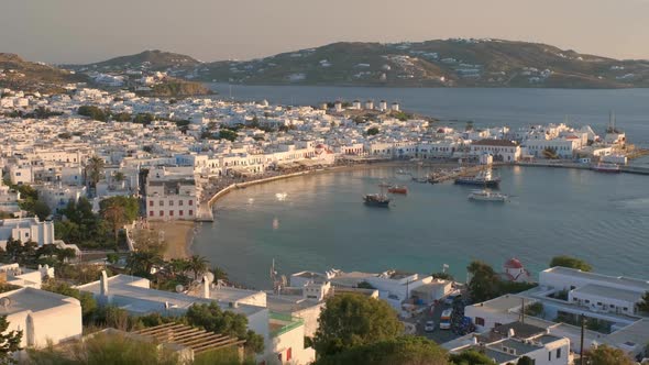 Mykonos Island Port with Boats, Cyclades Islands, Greece