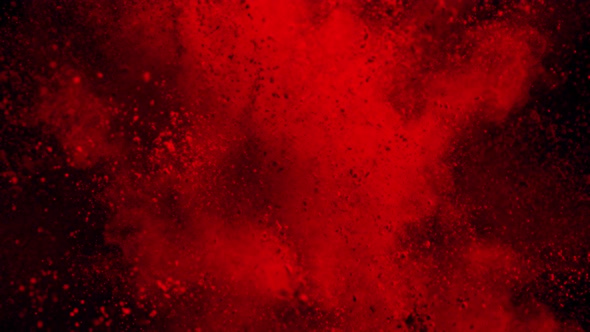 Super Slow Motion Shot of Red Powder Explosion Isolated on Black Background at 1000Fps