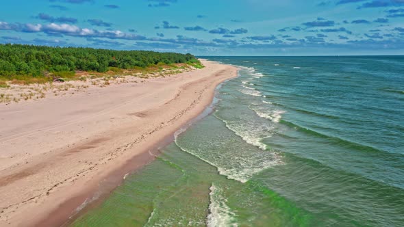 Aerial view of beach on peninsula Hel at Polish Sea