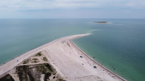 Beautiful Bird'seye View of the Sand Spit on a Summer Day