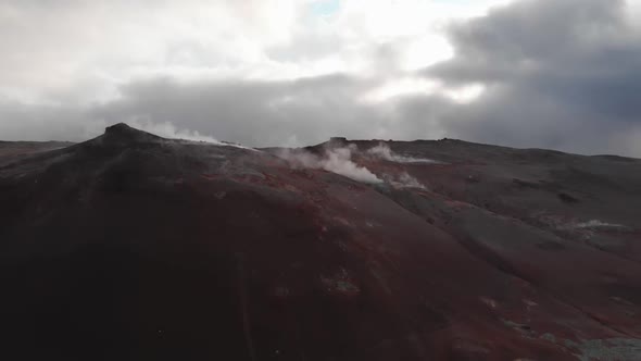 footage of steaming volcanic mountains