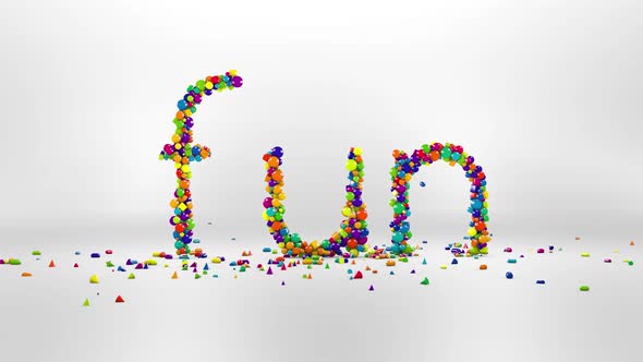 Word fun with colourful letters 3D animation