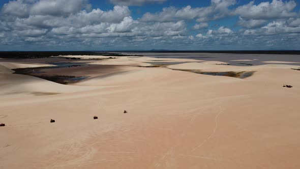 Jericoacoara Ceara Brazil. Scenic sand dunes and turquoise rainwater lakes