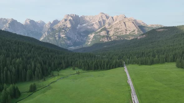 Lake of Misurina, aerial view of Dolomites