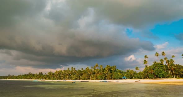 Time lapse: sunset over tropical beach caribbean sea colorful dramatic sky movin