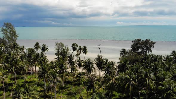 Unusual Coast of White Sand. Breathtaking Landscape of Sandy Wavy Seaside. Paradise Islands in Asia