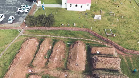 Aerial View of Glaumbaer Iceland