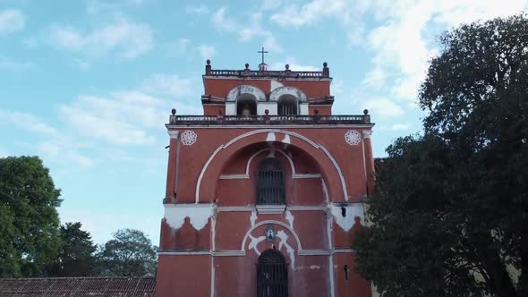 Drone Shot of a bell tower in San Cristobal de las Casas
