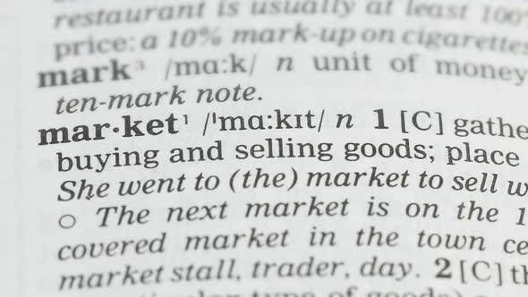 Market, Pencil Pointing on Definition in English Vocabulary, Innovative Business