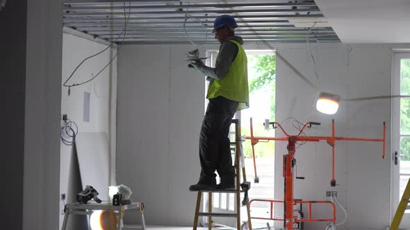 Hard Male Work on Construction Site