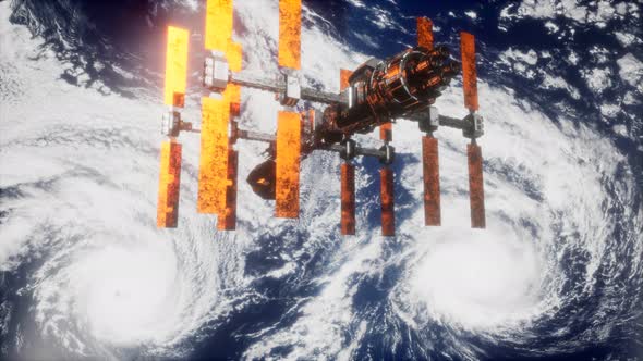 International Space Station in Outer Space Over the Planet Earth alt