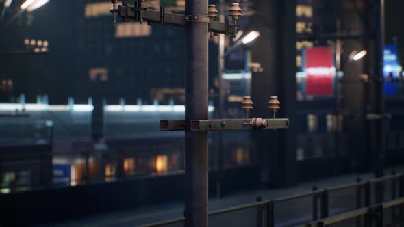 Night Scene of Japan City with Neon Lights