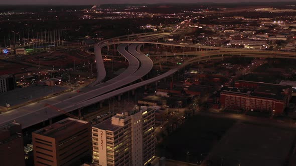 Twilight aerial video Birmingham alabama USA