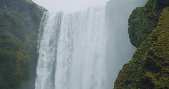 Close Up of Beautiful Skogafoss Waterfall in Iceland