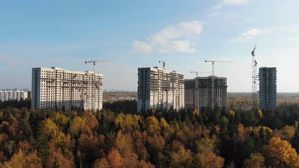 Highrise Buildings Under Construction on City Suburbs