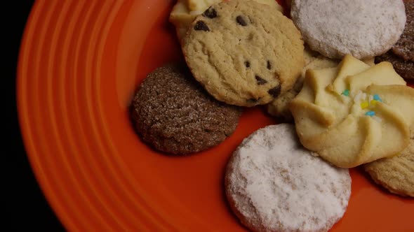 Cinematic, Rotating Shot of Cookies on a Plate