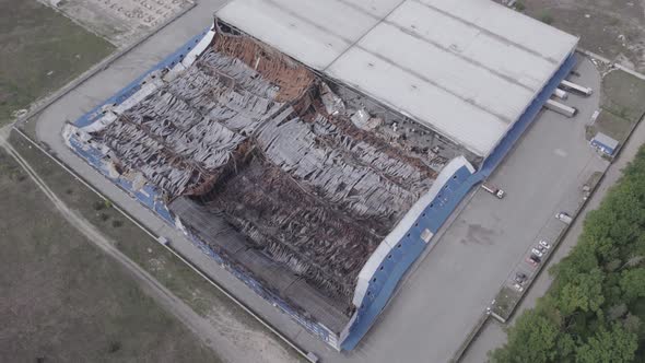 Bucha Ukraine  Warehouse Destroyed By War