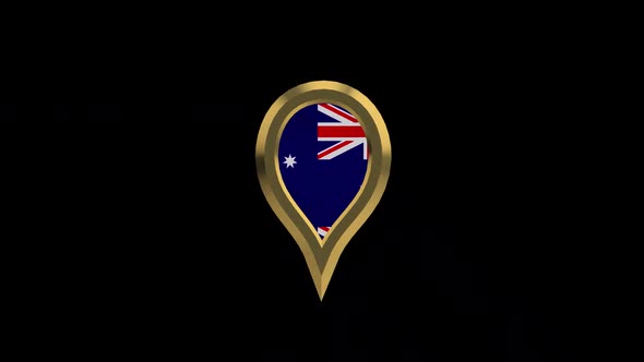 Australia Flag 3D Rotating Location Gold Pin Icon