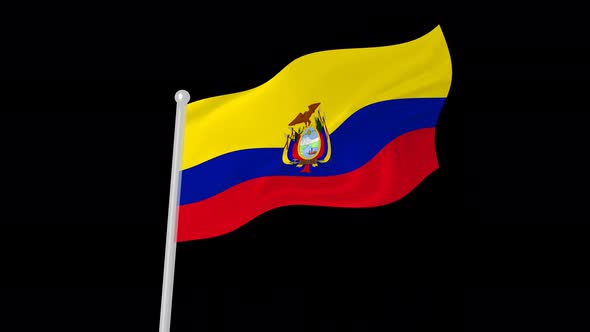 Ecuador Flag Waving Animated Black Background