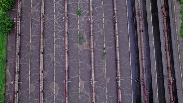 Massive Complex of Sewage Cleaning Plants in a Top View