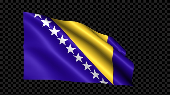 Bosnia And Herzegovina Flag Blowing In The Wind