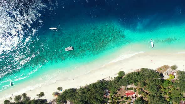 Beautiful drone clean view of a sandy white paradise beach and aqua turquoise water background 