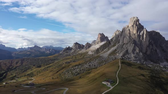 Fly over Italian Dolomites Alps ,Pass Giau