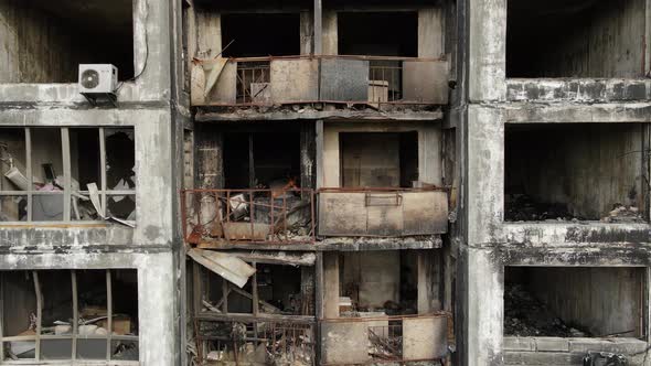 War in Ukraine  Burnt and Destroyed House in Kyiv