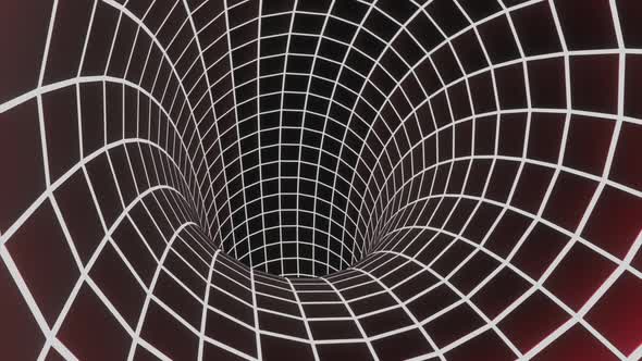 A dark red tunnel with a grid that moves
