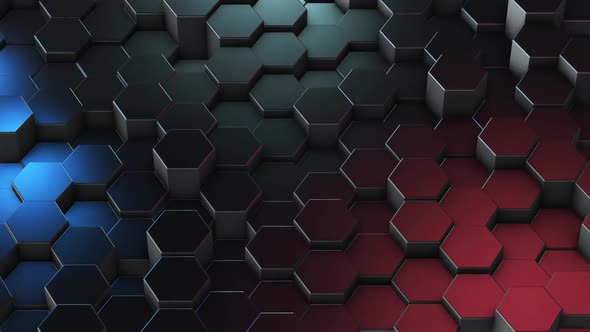 Animation of mettal hexagons. Animation of abstract hexagons