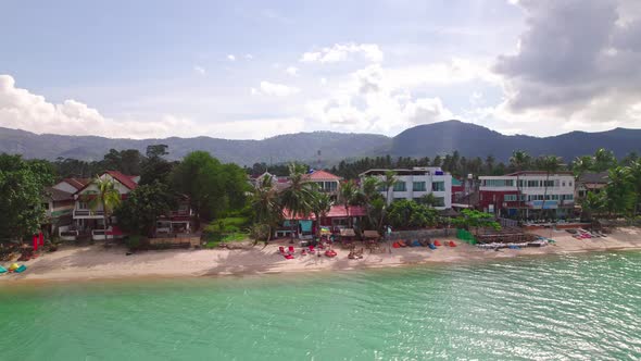 4k Drone Footage of the Beach at Mae Nam on Koh Samui in Thailand, Including Beachfront Resorts with